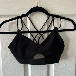 Black Strappy Sports Bra with Criss-Cross Back